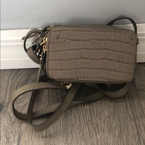 Gili brown small faux alligator skin bag
